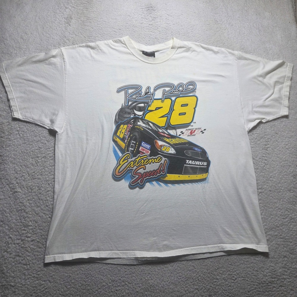Vintage 2000s Chase Authentics T-Shirt Mens 2XL White Ricky Rudd 28 NASCAR Tee